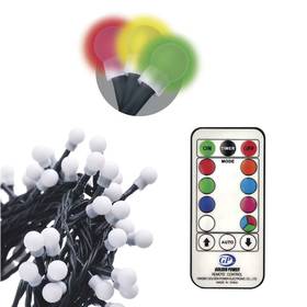 Christmas Lights EMOS 96 LED 10m, řetěz – kuličky, červená/zelená/modrá, ovladač, programy (1534216300)