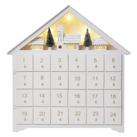 EMOS adventní kalendář dřevěný, 35x33 cm, 2x AA, vnitřní, teplá bílá, časovač (DCWW02)