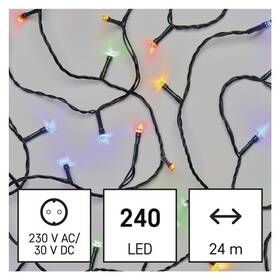 EMOS 240 LED řetěz, 24 m, venkovní i vnitřní, multicolor, programy (D4AM10) (vráceno - použito 8801301927)