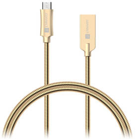 Connect IT Wirez Steel Knight USB/micro USB, ocelový, opletený, 1m (CCA-3010-GD) zlatý