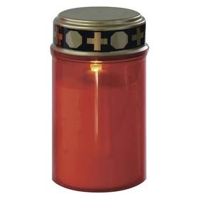 Dekoracja LED EMOS hřbitovní svíčka červená, 2x C, venkovní i vnitřní, teplá bílá, časovač (DCCV19)
