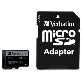 Verbatim Pro microSDXC 128GB UHS-I V30 U3 (90R/45W) + adaptér (47044)
