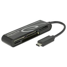 DeLock USB-C/SD, micro SD, xD, MS, CF (91739) čierna