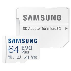 Samsung Micro SDXC EVO Plus 64GB UHS-I U1 (130R)/30W + SD adaptér (MB-MC64KA/EU)