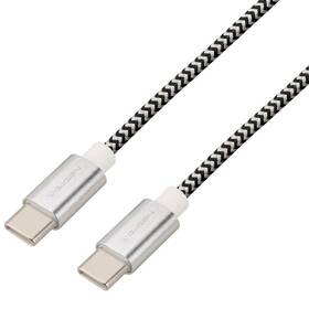 GoGEN USB-C / USB-C, 1m, opletený (USBCC100MM24) stříbrný