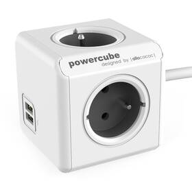 Powercube Extended USB, 4x zásuvka, 2x USB, 1,5m šedý/bílý (poškozený obal 3000032181)