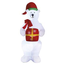 EMOS ľadový medveď s vianočným darčekom, nafukovací, 240 cm, vonkajšie aj vnútorné, studená biela (DCFC15)