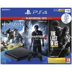 Konsola do gier Sony PlayStation 4 1 TB + Horizon: Zero Dawn + The Last of Us + Uncharted 4 A Thief's End (PS711719931508) Czarna