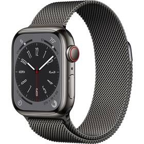 Apple Watch Series 8 GPS + Cellular 45mm puzdro z grafitovo šedej nerezovej ocele - grafitovo šedý milánsky ťah (MNKX3CS/A)