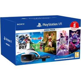 Sony PlayStation VR + kamera + NEW! PlayStation Camera adaptor (Naboo) + 5 her (VR Worlds, NEW! Moss, NEW! Blood & Truth, Everybodys Golf,  Astrobot) (PS719809296)