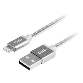 Kábel GND USB / lightning MFI, 2m, opletený (LIGHTN200MM08) Titanium