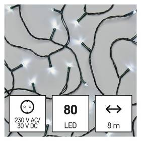 EMOS 80 LED řetěz, 8 m, venkovní i vnitřní, studená bílá, časovač (D4AC02) (lehce opotřebené 8801353493)