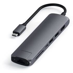 Hub USB Satechi USB-C Slim Multiport (1xHDMI 4K,2x USB 3.0, USB-C, Micro SD, SD, RJ45) (ST-UCSMA3M) Szary 