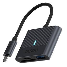 Redukcja Rapoo USB-C/USB-A, SD, Micro SD (UCR-3001) Czarna