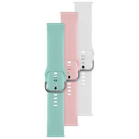 FIXED Silicone Strap s Quick Release 22mm (FIXSST-22MM-3SET2) biely/zelený/ružový