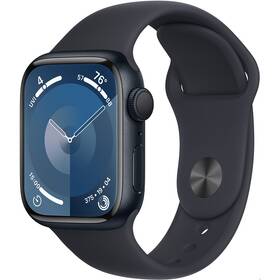 Inteligentny zegarek Apple Watch Series 9 GPS 41mm pouzdro z temně inkoustového hliníku - temně inkoustový sportovní řemínek - M/L (MR8X3QC/A)