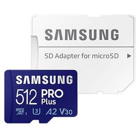 Samsung Micro SDXC PRO Plus 512GB UHS-I U3 (160R/120W) + SD adaptér (MB-MD512KA/EU)