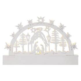 EMOS vianočný betlehem drevený, 14 cm, 3x AA, vnútorná, teplá biela, časovač (DCWW04)