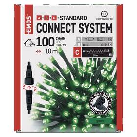EMOS 100 LED Standard, 10 m, venkovní i vnitřní, zelená, časovač (D1AG01) (lehce opotřebené 8801854613)