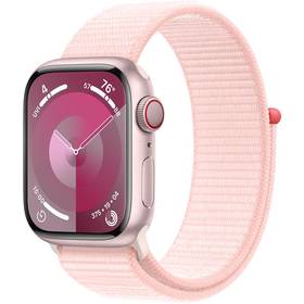 Inteligentny zegarek Apple Watch Series 9 GPS + Cellular 41mm pouzdro z růžového hliníku - světle růžový provlékací sportovní řemínek (MRJ13QC/A)