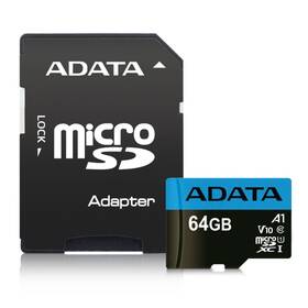 ADATA Premier Micro SDXC 64GB UHS-I Class 10 + SD adaptér (AUSDX64GUICL10A1-RA1)