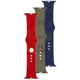FIXED Silicone Strap na Apple Watch 42/44/45/49mm (FIXSST-434-3SET3) červený/modrý/zelený