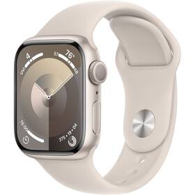 Apple Watch Series 9 GPS 41mm pouzdro z hvezdně bílého hliníku - hvězdně bílý sportovní řemínek - S/M (MR8T3QC/A)