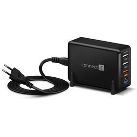 Ładowarka sieciowa Connect IT 3xUSB, 1xUSB-C, QC, 65W PD (CWC-4090-BK) Czarna