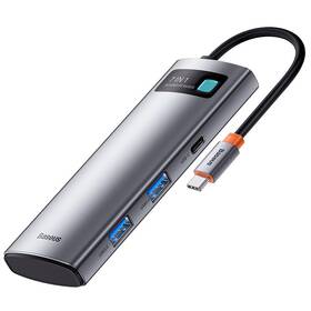 Baseus Metal Gleam Series 7v1 HUB USB-C (USB-C PD 100W, USB-C, 2x USB 3.0, HDMI, SD/TF port) (WKWG020113) sivé