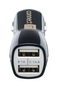 Zasilacz samochodowy Connect IT PREMIUM, 2x USB, 3.1A/1A + micro USB kabel 0,25m (CI-243) Czarny