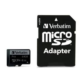 Verbatim Pro microSDXC 64GB UHS-I V30 U3 (90R/45W) + adaptér (47042)
