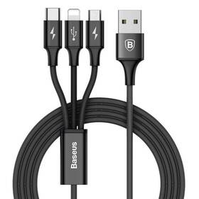 Baseus Rapid Series 3v1, USB/Micro USB, Lightning, USB-C, 1,2m (CAMLT-SU01) čierny