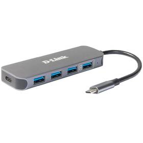 D-Link USB-C na 4x USB 3.0 s funkcí Power Delivery (DUB-2340) šedý