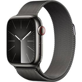 Apple Watch Series 9 GPS + Cellular 41mm pouzdro z grafitově šedé nerezové oceli - grafitově šedý milánský tah (MRJA3QC/A)