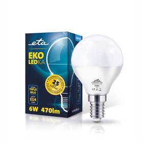 Żarówka LED ETA EKO LEDka mini globe, 6W, E14, teplá bílá (G45-PR-470-16A)