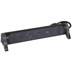 Legrand 3x zásuvka, USB, USB-C, 1,5m (L049425) čierna