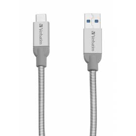 Kábel Verbatim Sync & Charge USB/USB-C, 30cm, nerezová ocel (48868) strieborný