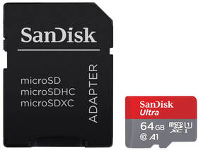 SanDisk Micro SDXC Ultra Android 64GB UHS-I U1 (100R/10W) + adapter (SDSQUAR-064G-GN6MA) černá