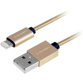 GoGEN USB / lightning, 1m, ocelový, opletený (LIGHTN100MM21) zlatý