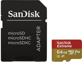 SanDisk Micro SDXC Extreme 64GB, pro akční kamery, UHS-I U3 (160R/60W) + adapter (SDSQXA2-064G-GN6AA)