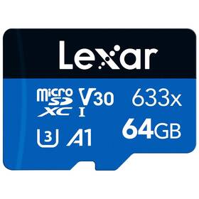 Lexar 633x microSDXC 64GB UHS-I, (100R/45W) C10 A1 V30 U3 (LMS0633064G-BNNNG)