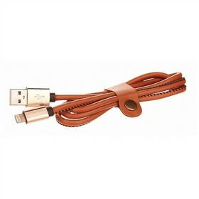 Kabel CellFish USB/Lightning, kožený, 1m (CELLLEATBROWNAPP) hnědý