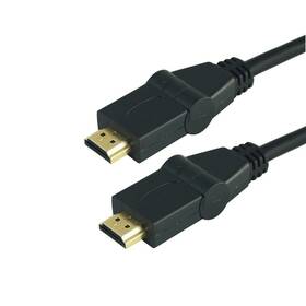 GoGEN HDMI 1.4, 1,5m, s rotáciou 180 °, pozlátený, High speed, s ethernetom (HDMI150MM08) čierny