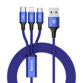 Baseus Rapid Series 3v1, USB/Micro USB, Lightning, USB-C, 1,2m (CAMLT-SU13) modrý