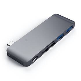 Satechi USB-C Passthrough USB Hub (2x USB 3.0, USB-C, SD, MicroSD) (ST-TCUPM) šedý