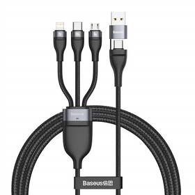 Baseus Flash Series 3v2, USB/USB-C na MicroUSB/Lightning/USB-C 100W, 1,2m (CA2T3-G1) čierny