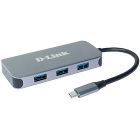 D-Link 6v1 z USB-C na HDMI, Gigabit ethernet a Power Delivery (DUB-2335) šedý
