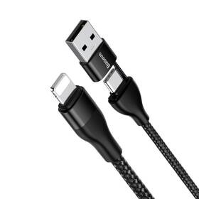 Baseus 2v1, USB,USB-C/Lightning, 18W, 1m (CATLYW-G01) čierny