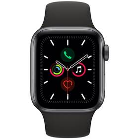 Chytré hodinky Apple Watch Series 5 GPS 40mm pouzdro z vesmírně šedého hliníku - černý sportovní řemínek (MWV82HC/A)