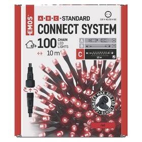 EMOS 100 LED Standard, 10 m, venkovní i vnitřní, červená, časovač (D1AR01) (lehce opotřebené 8801795333)